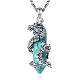 CELESTIA Dragon Necklace for Women & Men - Turquoise Crystal Pendant Gift Green Gemstone Jewelry Energy Amuleto de Proteccion