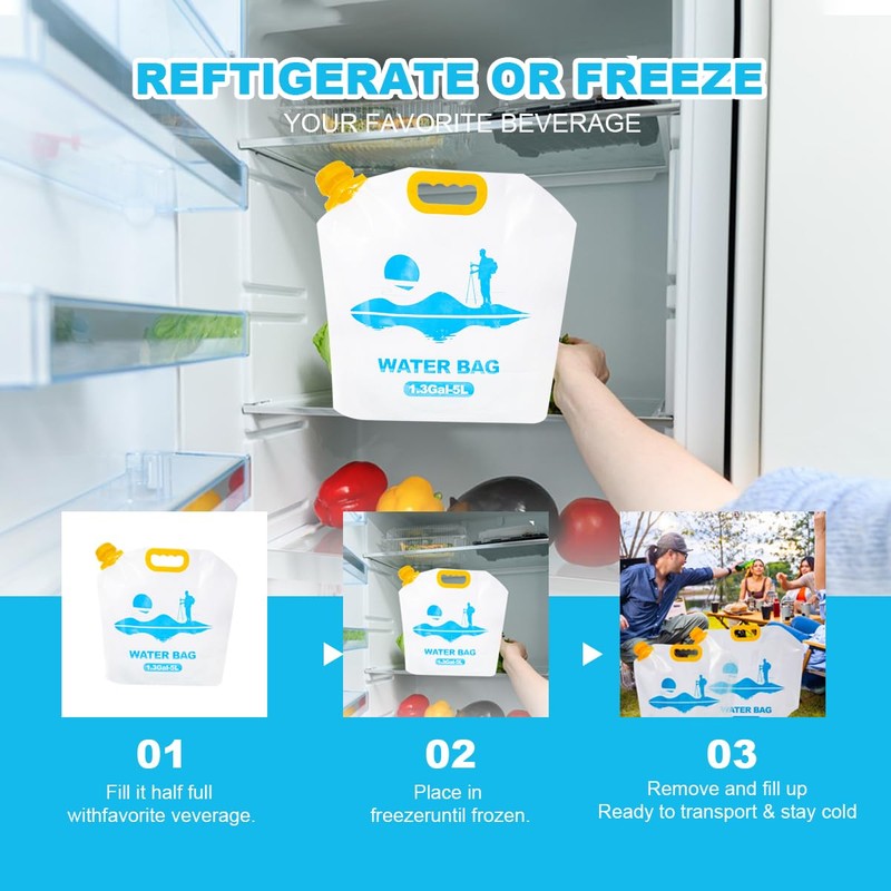 WQZOSTC Collapsible Emergency Water Container Bag,WaterStorageCube,Flat Folding,BPA Free Food Grade,Clear