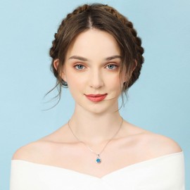 GEMLANTO 925 Sterling Silver Necklace Infinity Created London Blue Topaz December Birthstone Necklaces for Women Birthday Anniversary Jewellery Gifts for Her Mum