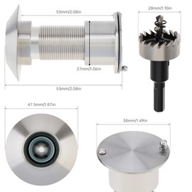 HOJLKLD Door Viewer Peephole, Solid Brass 220-degree Peephole with 1-1/10" Drill Bit for 1-21/32" to 2-1/8" Doors, Peep Holes with Privacy Cover (Satin Nickel, Top Diameter 1-9/10 inch(47mm))