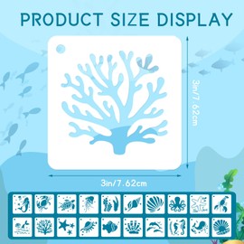 JULMELON Stencils for Painting,20Pcs Sea Life Stencils Sea Animal DIY Pattern Stencils for Painting on Wall Floor Decor DIY Rock Painting Art Projects (3inch)