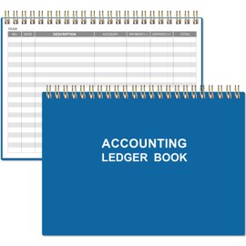 Accounting Ledger Book - A5 Ledger Book for Bookkeeping, Small Businesses & Personal Use, Expense Tracker Notebook for Tracking Money, Expenses, Deposits & Balance, 8.5" x 5.8", Blue