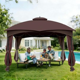 SCOCANOPY Brown Replacement Top Compatible with Lowe's Allen Roth 10X12 Gazebo Model #GF-12S004B-1/#GF-12S004BTO/#TPGAZ17-002C
