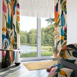 LADYVOGUE Jungle Curtains 100% Blackout 2 Panels Set Colorful Tropical Leaf Black Out Curtain Abstract Boho Leaves Thermal Insulated Window Treatments Decor for Living Room Bedroom Curtain 52x84 Inch