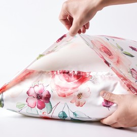 BEDELITE Satin Pillowcase for Hair and Skin Digital Printing, Super Soft Cooling Similar to Silk Pillow Cases 2 Pack with Envelope Closure, Gift for Women Men(Queen 20x30 Inch, Coffee Rose)