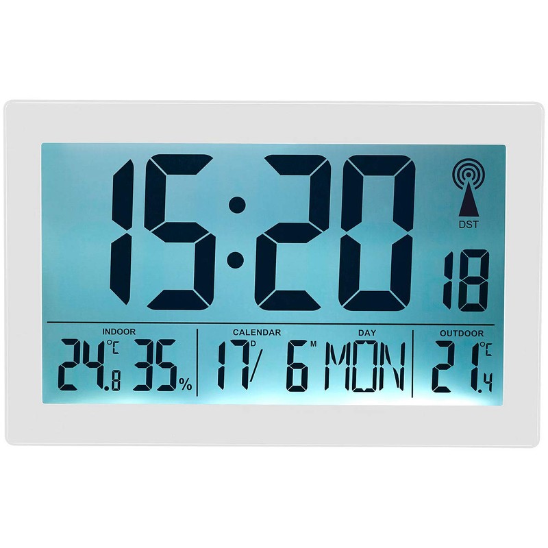 infactory Wall clock: XL Radio Controlled Clock with Double Alarm