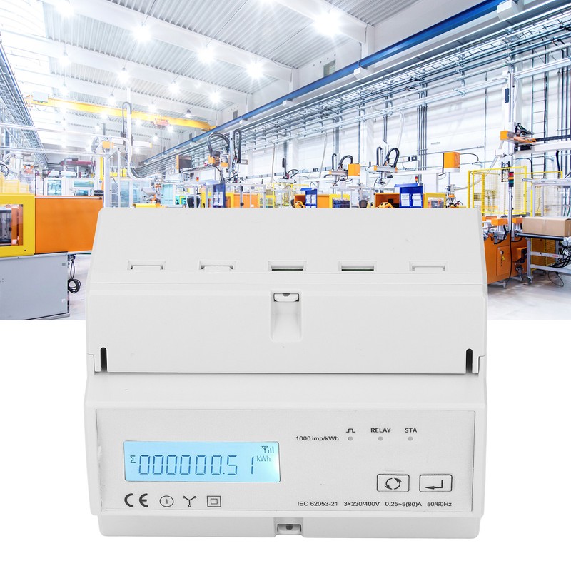 3 Phase Electricity Meter Bidirectional LCD Backlit 85‑270V Input Energy