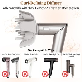 Fabmira Curl-Defining Diffuser Attachment for Shark FlexStyle, Adjustable Prongs Diffuser Compatible With Shark Flex Style Attachment, Reduces Frizz Defines Curls Lifts Roots for Curly and Coily Hair