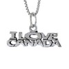 Sterling Silver I Love Canada Word Necklace on an 18