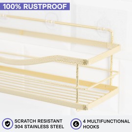 KINCMAX Shower Caddy Organizer - Self Adhesive Shower Shelf Wall Shower Organizer - Bathroom Inside Shower Shelves - Stainless Steel Bath Shampoo Holder - Shower Storage Rack - Adhesive Shower Rack