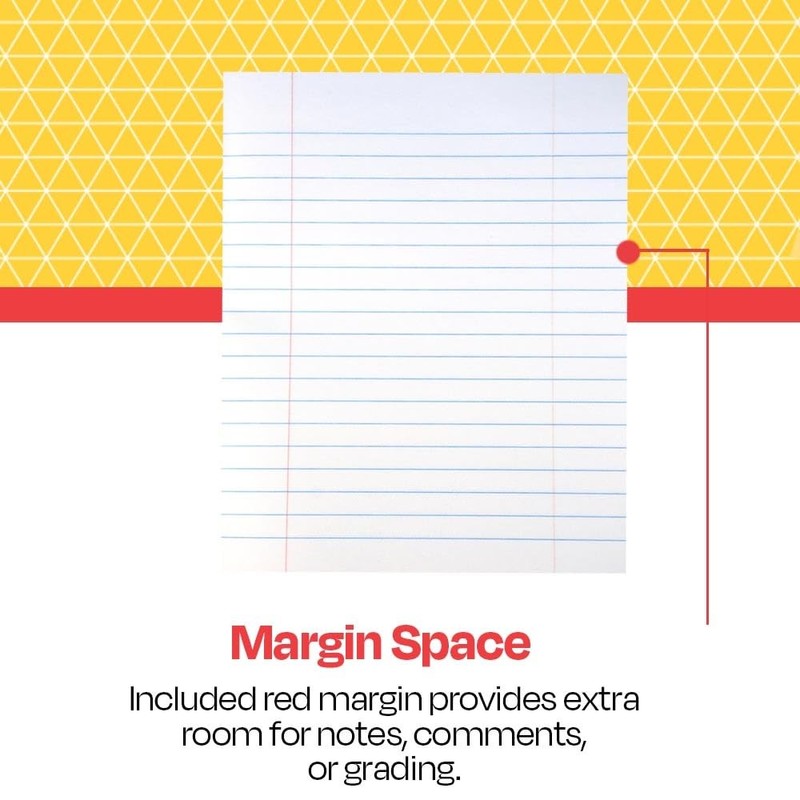 School Smart Stitched Cover Composition Book, Red Margin, 8-1/2 x