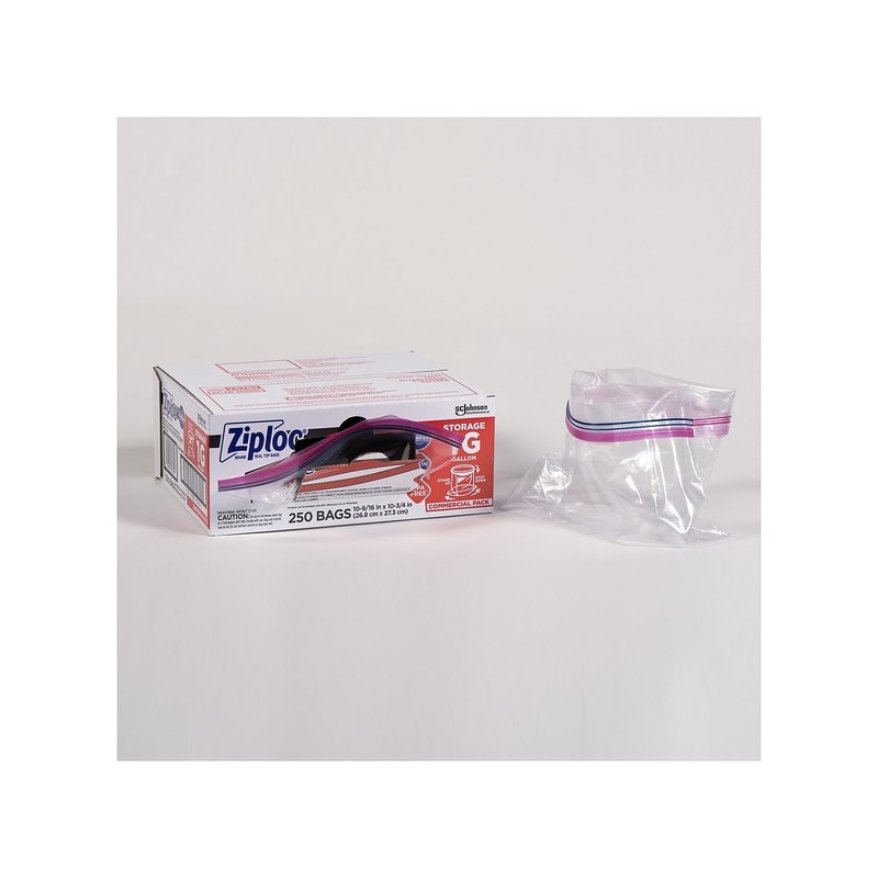 Ziploc 682257 Double Zipper Bags, Plastic, 1gal, 1.75mil, Clear w/Write-On