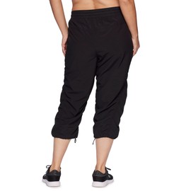 RBX Women's Plus Size Lightweight Woven Drawstring Capri Pant Jet Black 2X