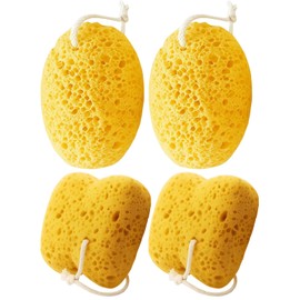 Natural Sponge, Sponges Bath, 4 Pack Bath Sponges for Gentle Exfoliation, Soft Body Sponge for Suitable for All Skin Types, Women Men Exfoliating, Multipack Bathroom Sponge for Daily Shower Use