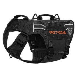 OneTigris Tactical Dog Harness for Large Dogs, Mesh Dog Harness Medium Sized Dog Reflective Dog Vest, Heavy Duty & Breathable Military Dog Harness with No Pull Buckle