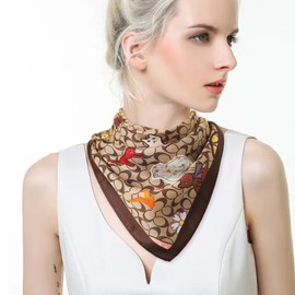 EXTREE Fashion Silky Satin Headscarf for Women Girls: Exquisite Pattern Lightweight Silk Graceful Scarfs 27.5 x 27.5 inches