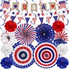 4th of July Patriotic Decorations Set Red White Blue Paper