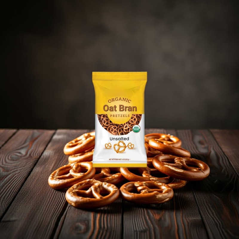 Organic Oat Bran Pretzels, Unsalted, 8 oz, USDA Organic, Kosher,