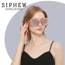 SIPHEW Women's Polarised Oversized Elegant Classic Sunglasses Women Oversize with UV400 Protection, A7 - Pink/Pink