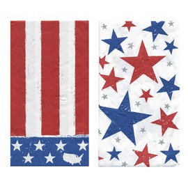 Paper Guest Towels 36 Count Disposable Folded Paper Bathroom Hand Towels Patriotic Stars and Stripes