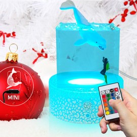 Fanrui Cute Beluga Whale Resin Night Light for Kids,Kawaii Baby 16 Colors Change Whale Diver Cube Nursery Dimmable Lamp, Glow-in-The-Dark Unique Night Lamp, Whale Gifts, for Kid Room, Bedroom, Office