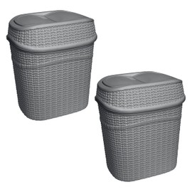 Bath Bliss 2 Pack Sailor Knot Swing Top Waste Bin | Dimensions: 11.22" x 8.27" x 12.6" | 9.5 Liter | Swing Top | Home Décor | Compact | Grey