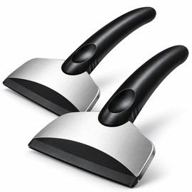 2 Pack Car Ice Scrapers for Windshield Snow and Ice Removal – Stainless Steel Scraper Tools for Winter Car Cleaning