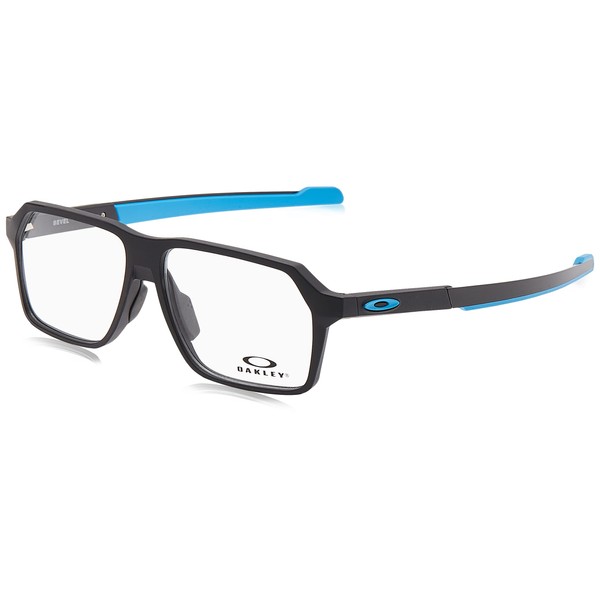 Oakley Ox8161 - Marco rectangular para anteojos graduadas para hombre, Negro satinado sobre azul/lente demo, 55 mm
