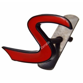 Metal Black Outlining Red S Lettering Front Grille Grill Chrome w/Mount Emblem Badge for MINI Cooper R50 R53 R55 R56 R57 R59 F56 F55