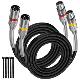 rycvaky XLR Microphone Cable, 3-Pin Balanced Shielded XLR Male to Female Mic Cord for Recording Studio Speaker, PA System,Metal Spring SR, XLR Speaker Cables, Podcast, 6 Feet, 2 Pack