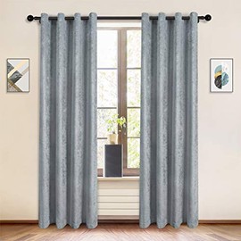 Double-Sided Chenille Window Curtains for Living Room,Silver Grey Curtains for Bedroom, Grommet Top,Pack of 2(Silver Grey, 52" W x 96" L)