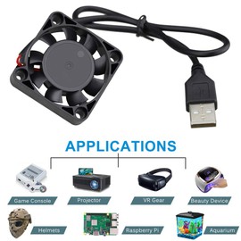 GDSTME 40mm USB Fan with 3 Speed Control, 5V Mini Brushless Case Fans for VR Gear, Aquarium, Roku, Router, Raspberry Pi, Cosplay, Helmet Cooling Ventilation