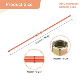 uxcell Air Compressor Exhaust Tube, 3/8" Thread Dia 16" Length Hex Nut Aluminum Tube Air Tube Compressor Hardware Accessories Replacement Parts(Punch&Flared Mouth)