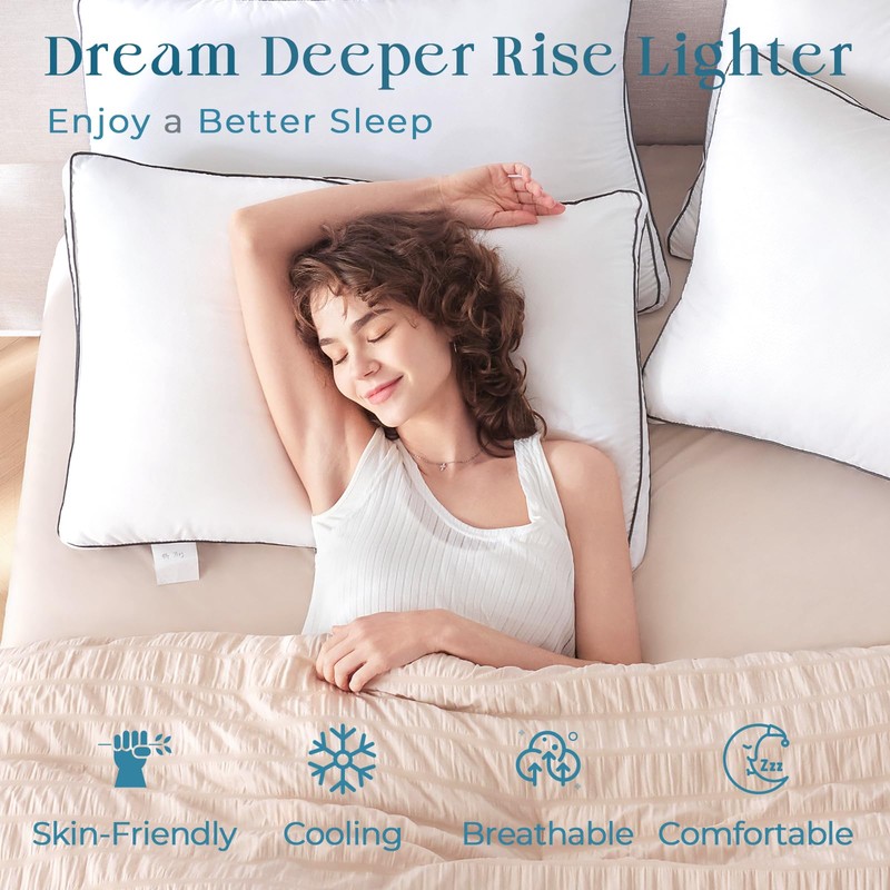 MUXHOMO Bed Pillows Queen Size Set of 4, Hotel Collection