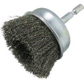 Yanase Cup Brush with Shaft for Impact [0.25 inch (6.35 mm) Axis] Stainless Wire