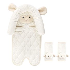 Hudson Baby Unisex Baby Car Seat Insert and Strap Covers, Lamb, One Size