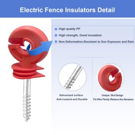 100PCS Electric Fence Insulator - Electric Fence Insulators for Wooden Post, Screw-in Insulator Fence, Electric Fence Wire Insulators, Agricultural Fencing Accessories