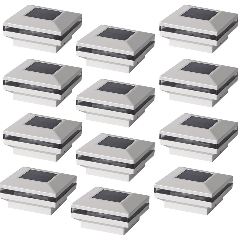 Dynaming 12 Pack Solar Post Lights, Outdoor Solar Powered Decorative