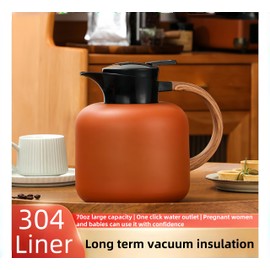 XLRPAT 70oz constant temperature tea kettle, double-wall 304 stainless steel vacuum insulated tea kettle,ergonomic design, perfect for indoor and outdoor use (Morandi Orange)