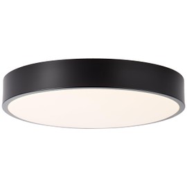 Lightbox Basic LED Ceiling Light with Black Frame and Warm White Light Colour (3000 K) Diameter 33 cm Modern Ceiling Light Integrated LED 24 W 2400 lm Metal / Plastic Black / White