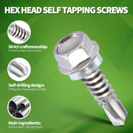 Litorange 50pcs M6.3 x 25mm 410 Stainless Steel Self Drilling Hex Head Self Drilling Hex Socket Self Tapping Screws for Ventilation Pipes Fans Metal Rail