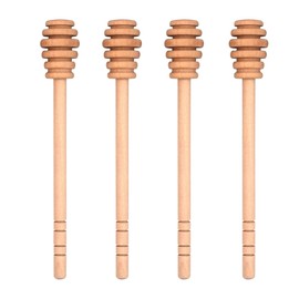 LVVXIXI 4PCS Honey Mixing Stirrer, Wooden Honey Dipper, Smooth Honey Comb Stick, Honey Spoon Collecting Dispensing Drizzling Jam (Straight Handle)