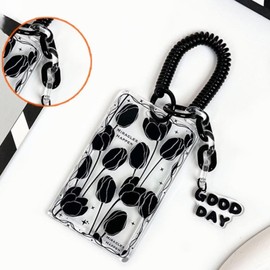 RUNRAYAY Flower Kpop Photocard Holder with Keychain, Acrylic Flower Photo Card Holder for Kpop Album Card 3 Inch Display Holder, Acrylic ID Bus Card Holders Kpop Accessories - C