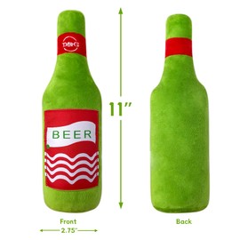 okegztoa Dog Toys Interactive Bottle Dog Toy, 11'' Dog Puzzle Toy Squeaky Dog Toy Keep Them Busy, Suitable for Small Medium and Large Dog,Crinkle Plush Dog Toy Dog Chew Toys (Green Beer)
