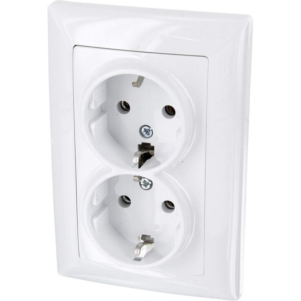 Flush-Mounted Double Socket All-in-One Series G1 Pure White