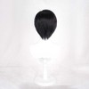 Osseoca- Peluca de pelo corto negra con flequillo y raya