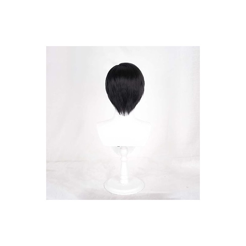 Osseoca- Peluca de pelo corto negra con flequillo y raya