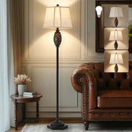 Luvkczc Vintage Floor Lamp with Cutout Design & Glowing Light - Resin Elegant Standing Lamp for Living Room, Bedroom, Office (Includes Bulb)