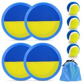 NCTNCX Velcro Ball Game Set Beach Toy Velcro Game Throw Game Children with 4 Catching Discs 4 Balls 1 Storage Bag Catching Game Children 3-12 Years and Adults