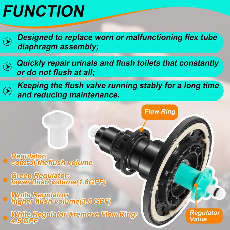 EBV-1020-A Flex-Tube Diaphragm Assembly for Sloan ECOS/G2/Optima Plus/Solis 1.6 &